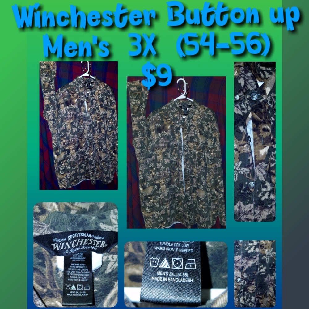 Winchester deer print 3X Button up shirt